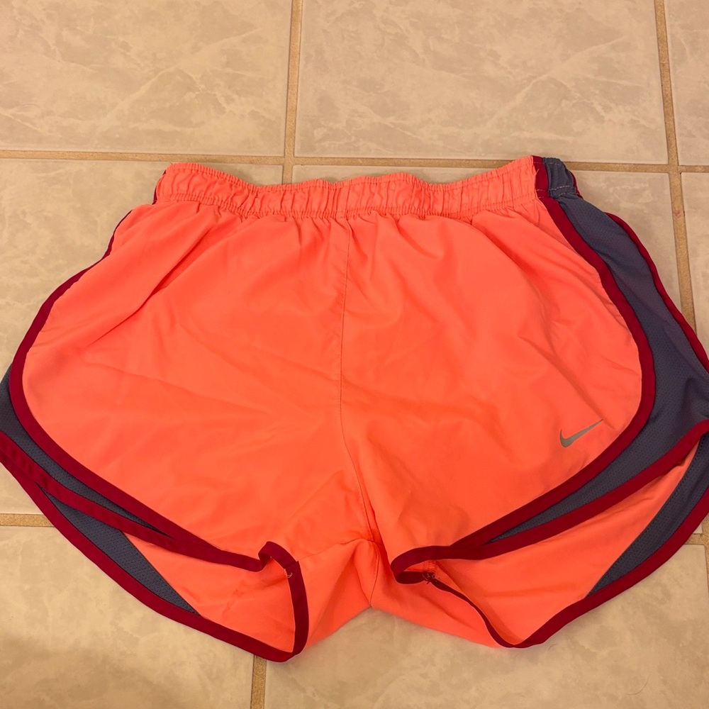 Nike Women's Coral and Burgundy Athletic Shorts